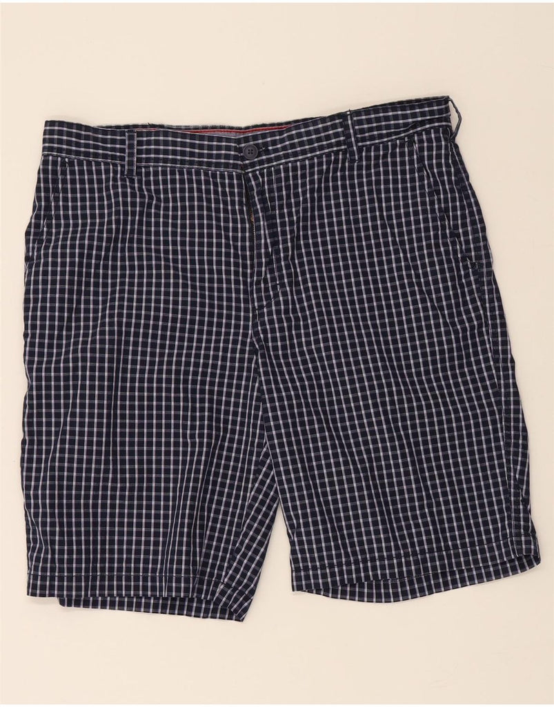 IZOD Mens Chino Shorts W36 Large Navy Blue Check Cotton Vintage Izod and Second-Hand Izod from Messina Hembry 