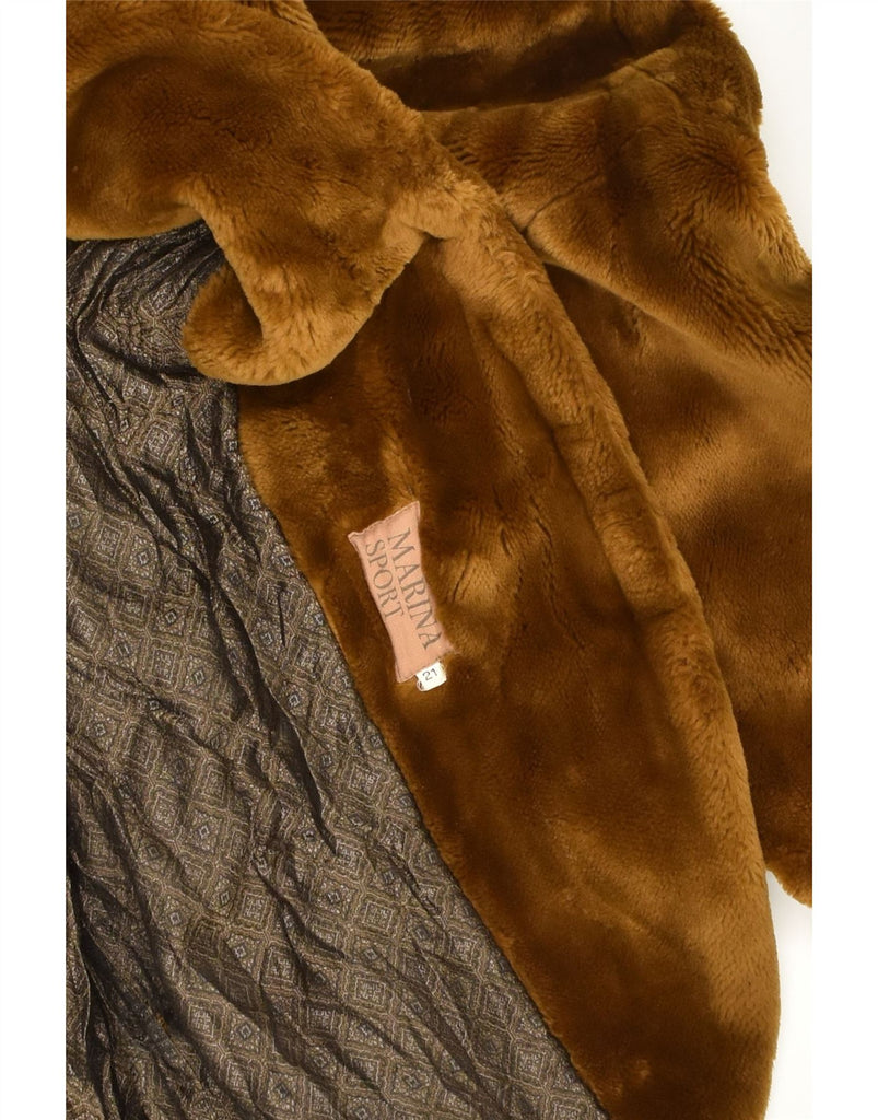 MARINA RINALDI Womens Faux Fur Overcoat Size 21 Small Brown Acrylic | Vintage Marina Rinaldi | Thrift | Second-Hand Marina Rinaldi | Used Clothing | Messina Hembry 