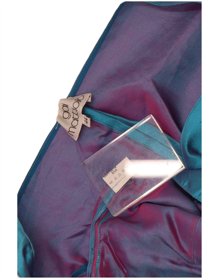 Gai Mattiolo Womens Crop Sleeveless Blouse Top IT 44 Medium Blue Silk