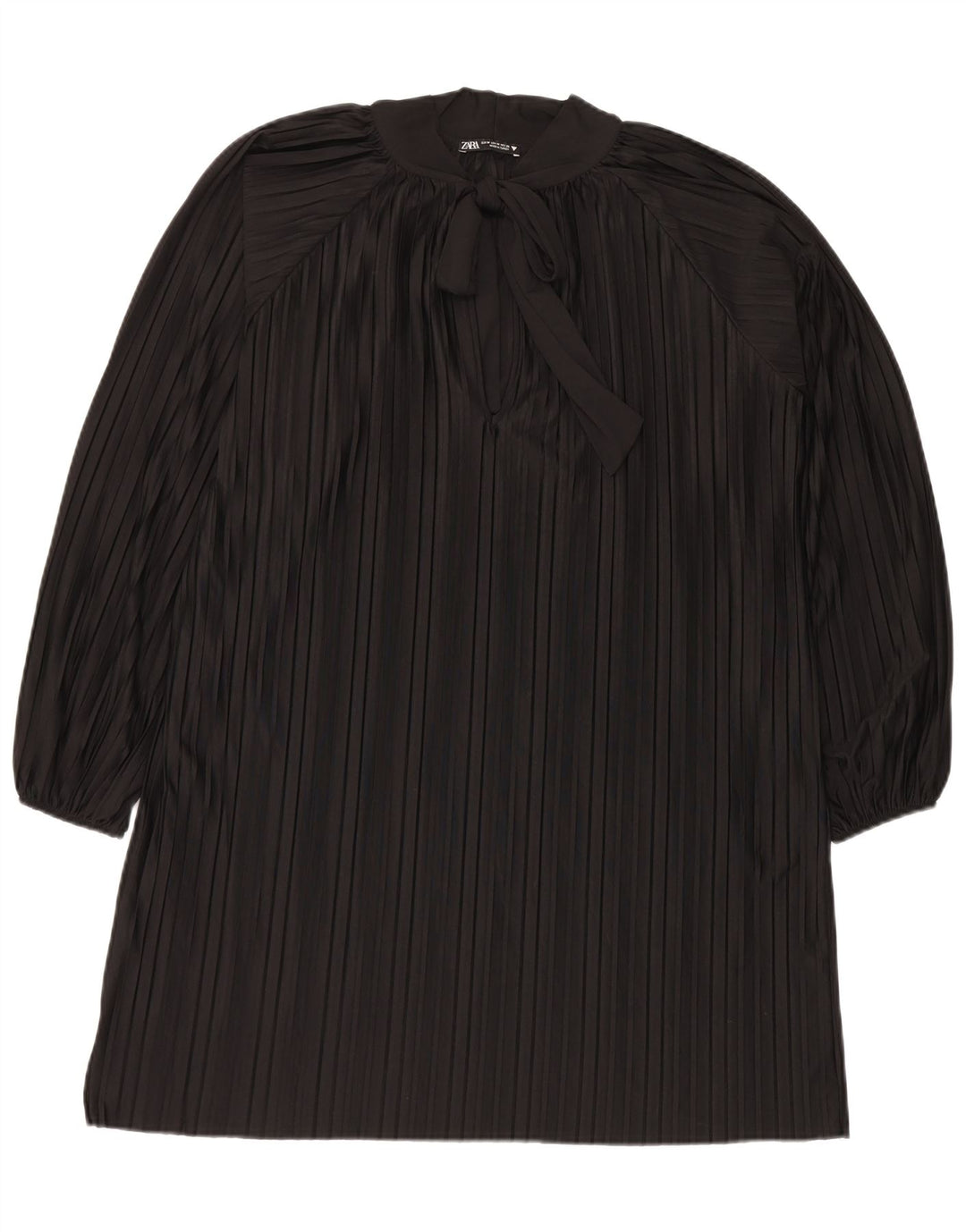 Zara Womens Oversized Front Tie Shift Dress UK 14 Medium Black Striped