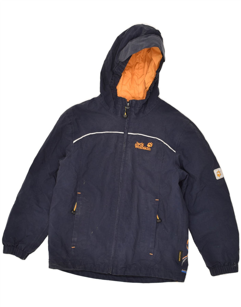 JACK WOLFSKIN Boys Graphic Hooded Windbreaker Jacket 9-10 Years Navy Blue | Vintage Jack Wolfskin | Thrift | Second-Hand Jack Wolfskin | Used Clothing | Messina Hembry 