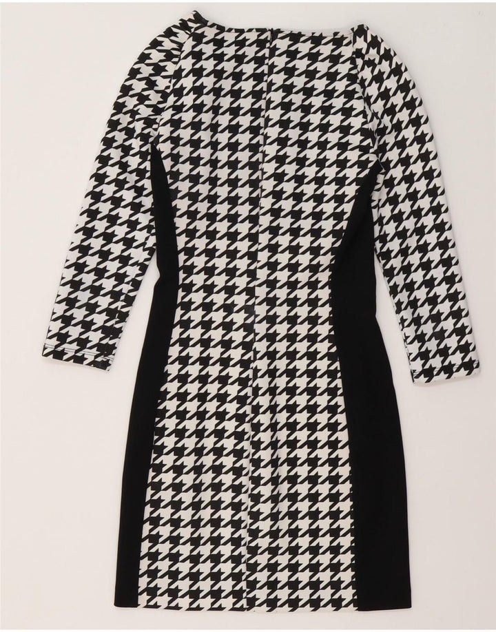 Coveri Womens Long Sleeve Sheath Dress IT 40 Small Black Houndstooth