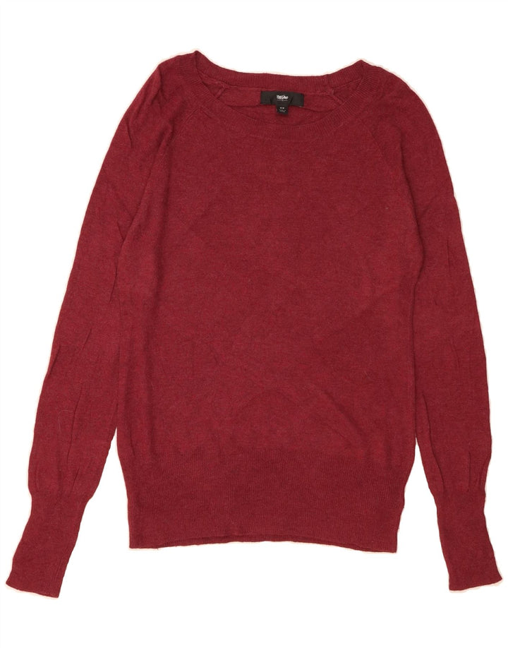 MOSSIMO Womens Boat Neck Jumper Sweater UK 12 Medium Burgundy Nylon Vintage Mossimo and Second-Hand Mossimo from Messina Hembry 
