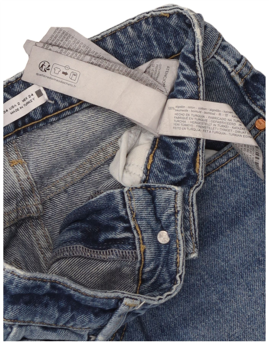 Zara Womens Straight Jeans EU 34 2XS W24 L29 Blue