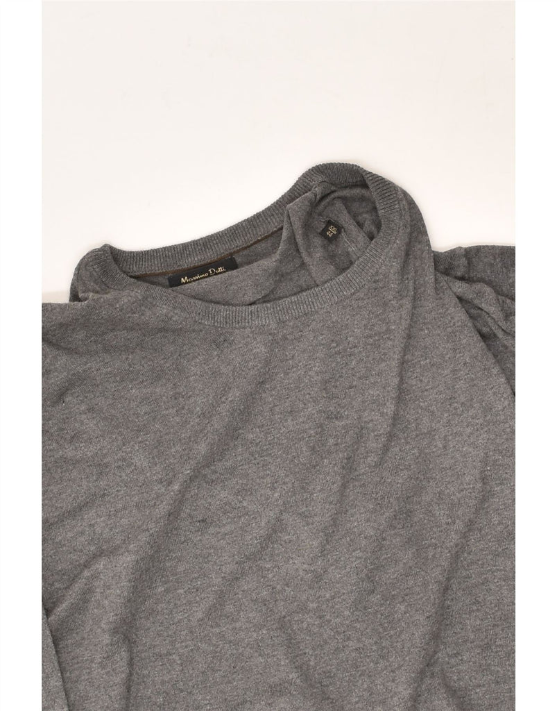 MASSIMO DUTTI Mens Slim Fit Crew Neck Jumper Sweater 2XL Grey Cotton | Vintage Massimo Dutti | Thrift | Second-Hand Massimo Dutti | Used Clothing | Messina Hembry 