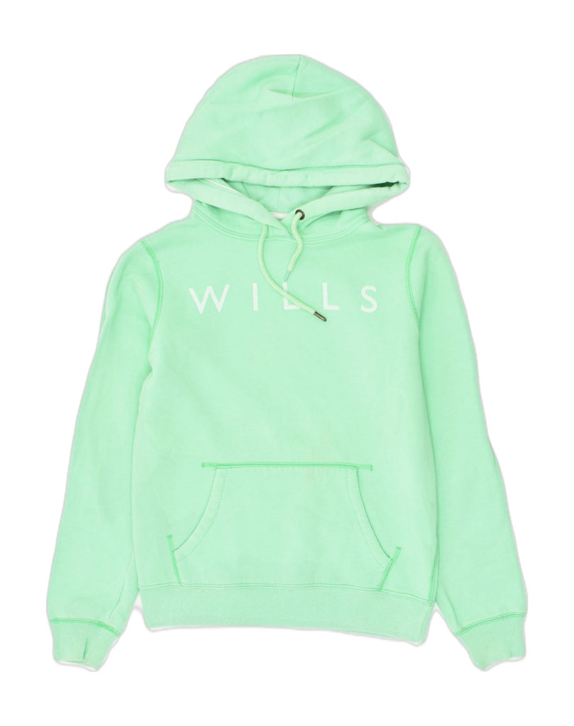 JACK WILLS Womens Graphic Hoodie Jumper UK 10 Small  Green Cotton | Vintage Jack Wills | Thrift | Second-Hand Jack Wills | Used Clothing | Messina Hembry 