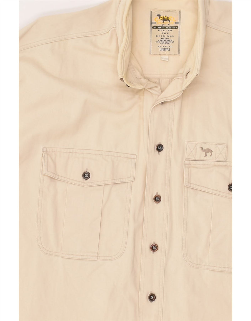 CAMEL Mens Shirt Large Beige | Vintage Camel | Thrift | Second-Hand Camel | Used Clothing | Messina Hembry 