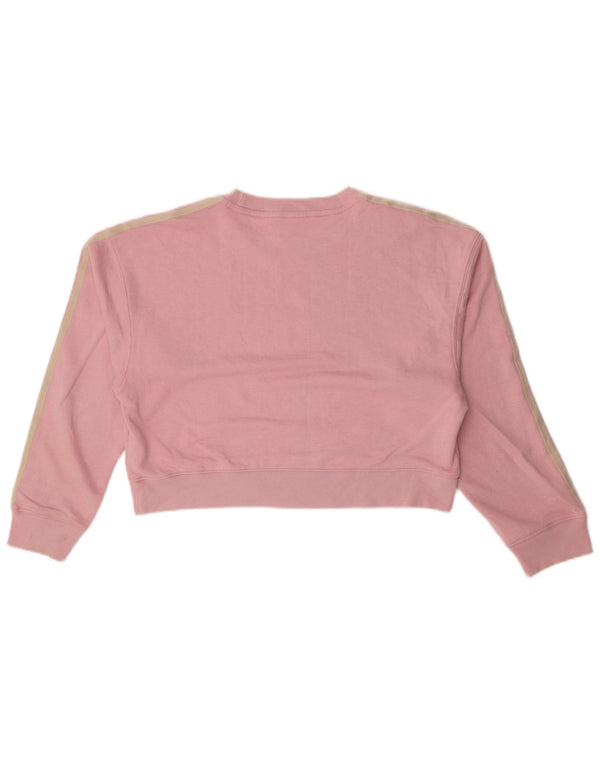 Adidas Womens Crop Oversized Sweatshirt Jumper UK 6 XS Pink Cotton