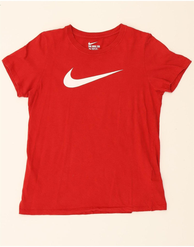NIKE Womens Athletic Cut Graphic T-Shirt Top UK 14 Large Red Vintage Nike and Second-Hand Nike from Messina Hembry 