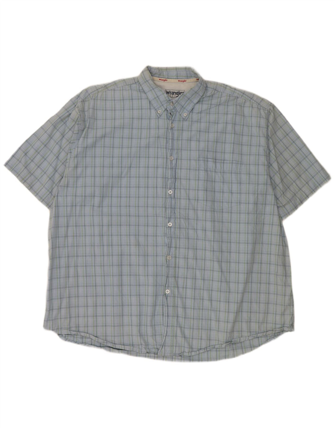 Wrangler Mens Short Sleeve Shirt 2XL Blue Check Cotton