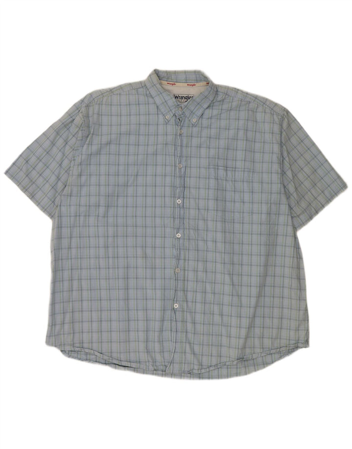 Wrangler Mens Short Sleeve Shirt 2XL Blue Check Cotton