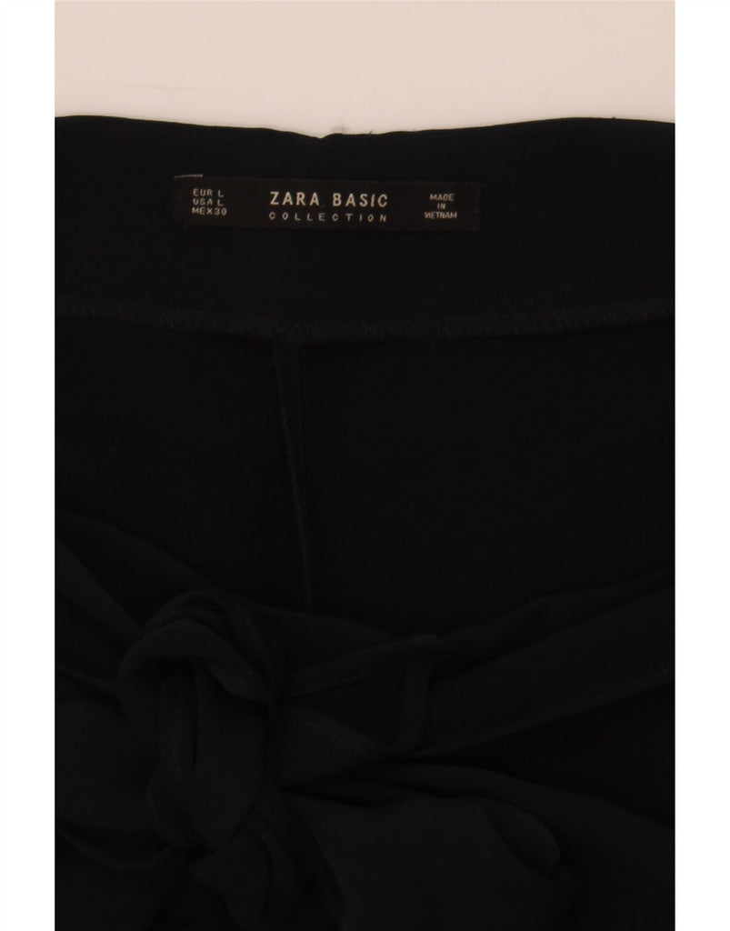 ZARA Womens Straight Cropped Trousers Large W30 L24 Navy Blue Vintage Zara and Second-Hand Zara from Messina Hembry 