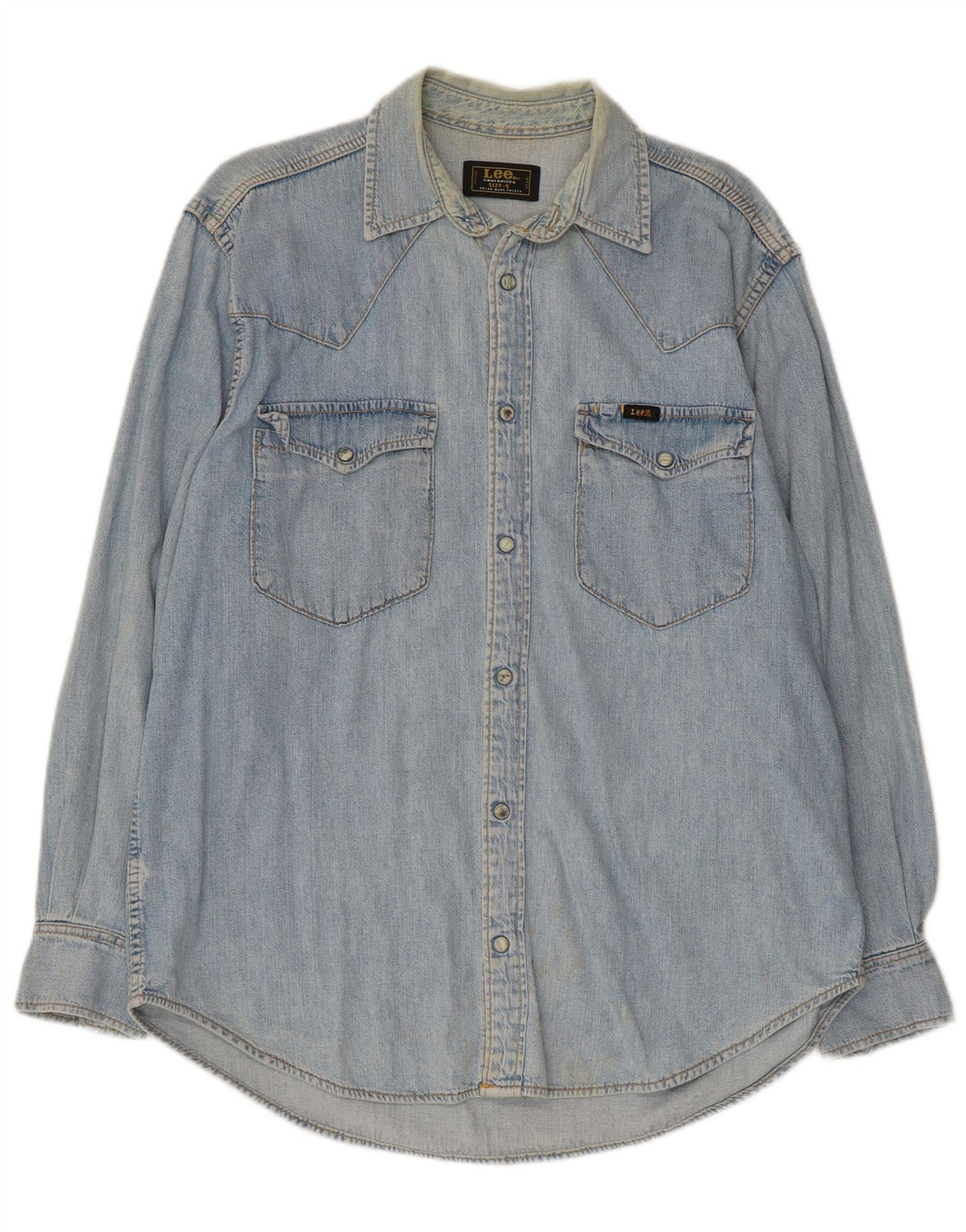 Lee Mens Denim Shirt Small Blue Cotton