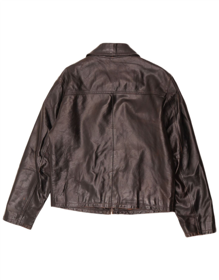 Vintage Womens Leather Jacket UK 14 Medium Brown