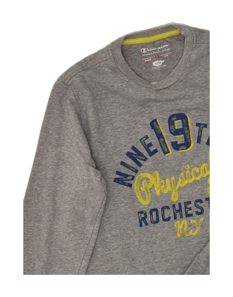 CHAMPION Boys Graphic Sweatshirt Jumper 13-14 Years XL  Grey Flecked | Vintage Champion | Thrift | Second-Hand Champion | Used Clothing | Messina Hembry 