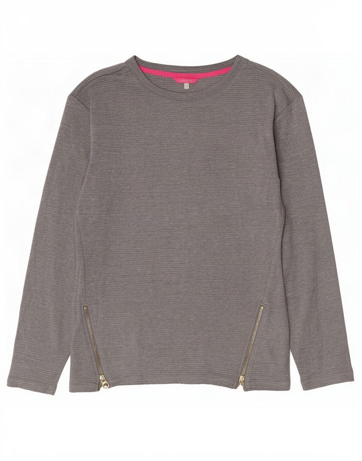 Joules Womens Oversized Top Long Sleeve UK 6 XS Grey Cotton
