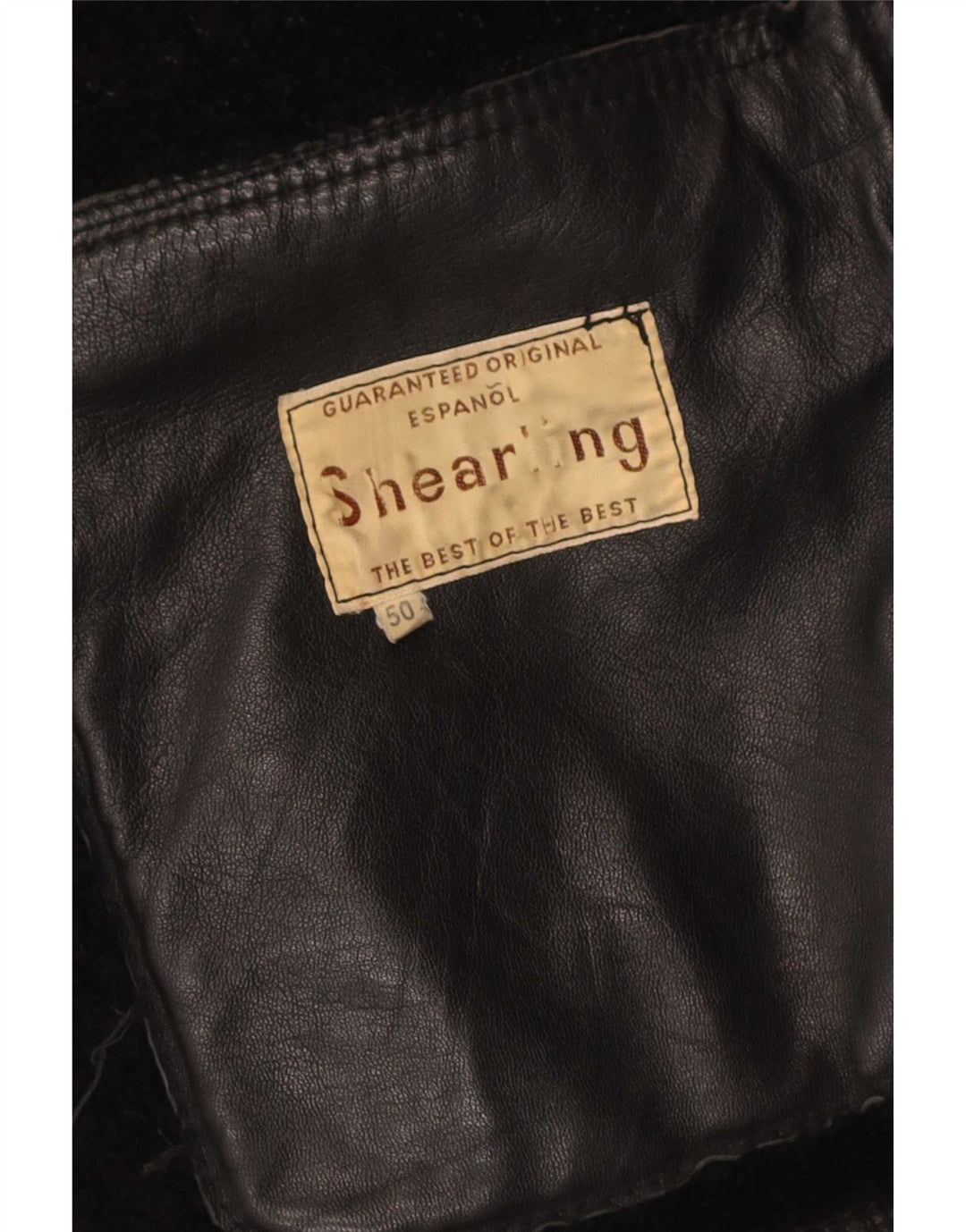Vintage Mens Shearling Jacket IT 50 Large Black Leather