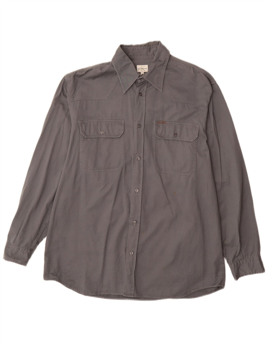 Calvin Klein Jeans Mens Western Shirt XL Grey Cotton