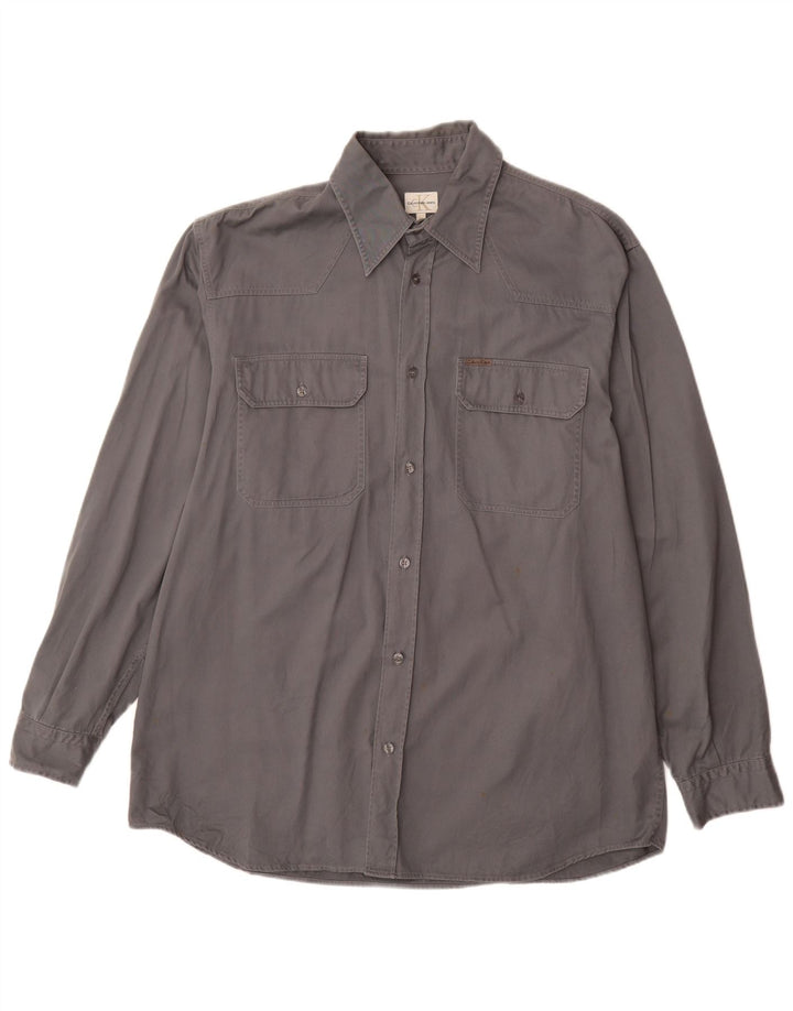 Calvin Klein Jeans Mens Western Shirt XL Grey Cotton