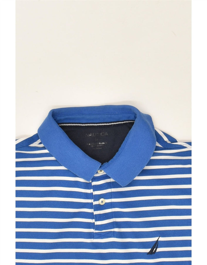 NAUTICA Mens Polo Shirt Medium Blue Striped Cotton Vintage Nautica and Second-Hand Nautica from Messina Hembry 