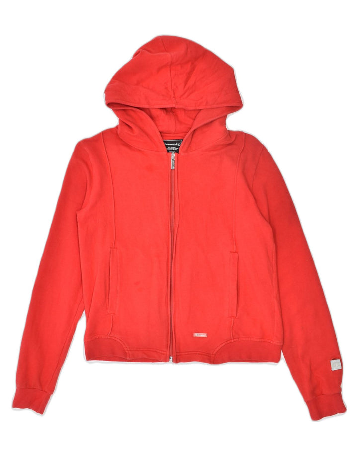CHAMPION Womens Zip Hoodie Sweater UK 10 Small Red Cotton | Vintage | Thrift | Second-Hand | Used Clothing | Messina Hembry 