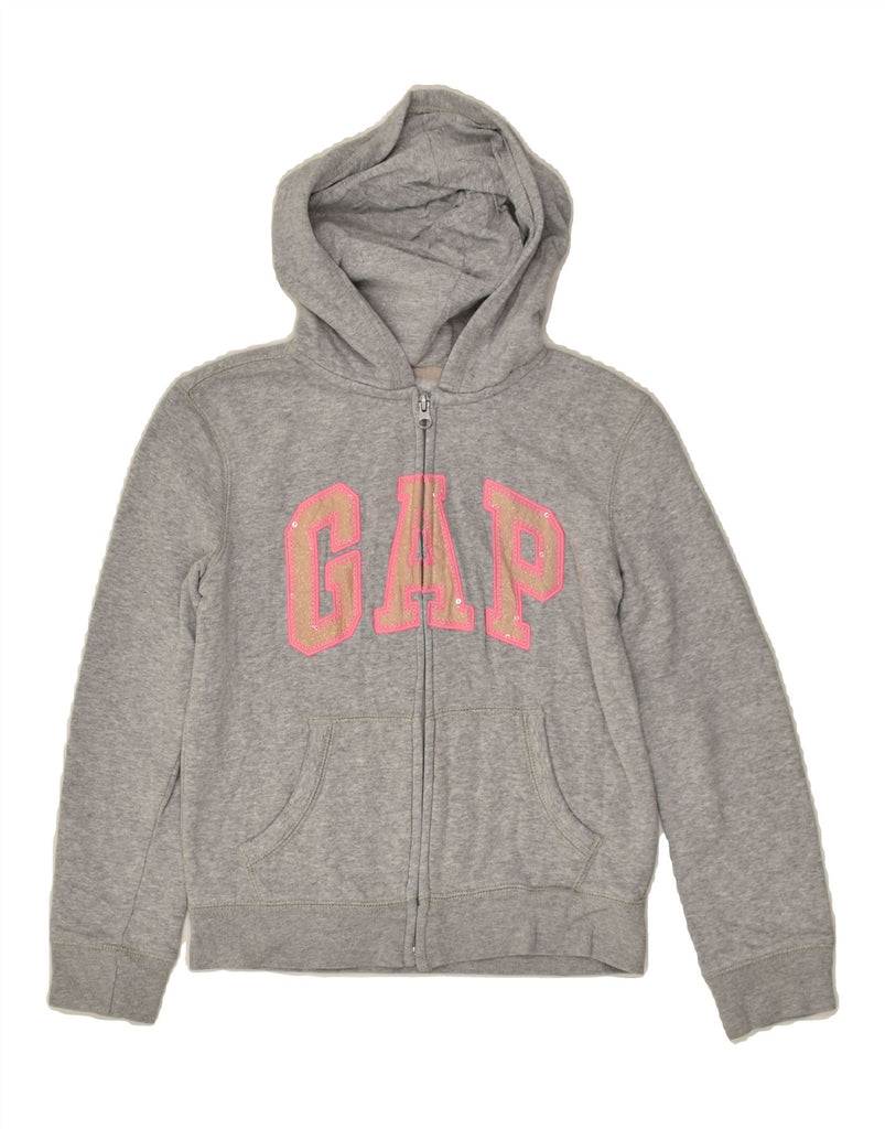 GAP Girls Graphic Zip Hoodie Sweater 11-12 Years XL Grey Cotton | Vintage Gap | Thrift | Second-Hand Gap | Used Clothing | Messina Hembry 