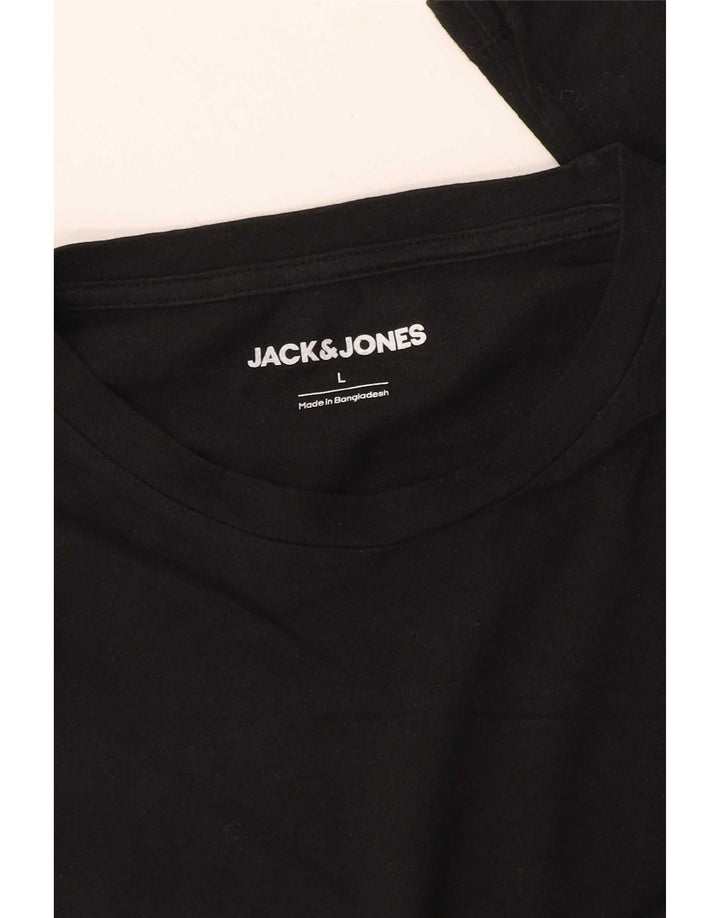 Jack & Jones Mens Graphic Top Long Sleeve Large Black