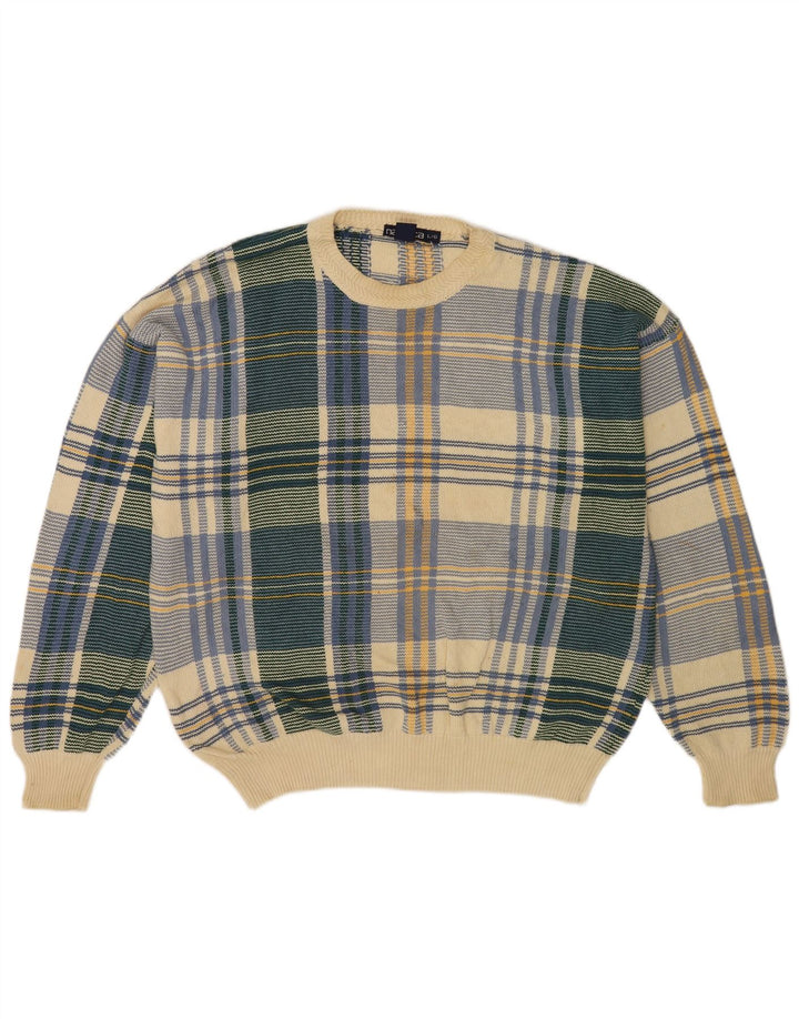 Nautica Mens Loose Fit Crew Neck Jumper Sweater Large Multicoloured Check