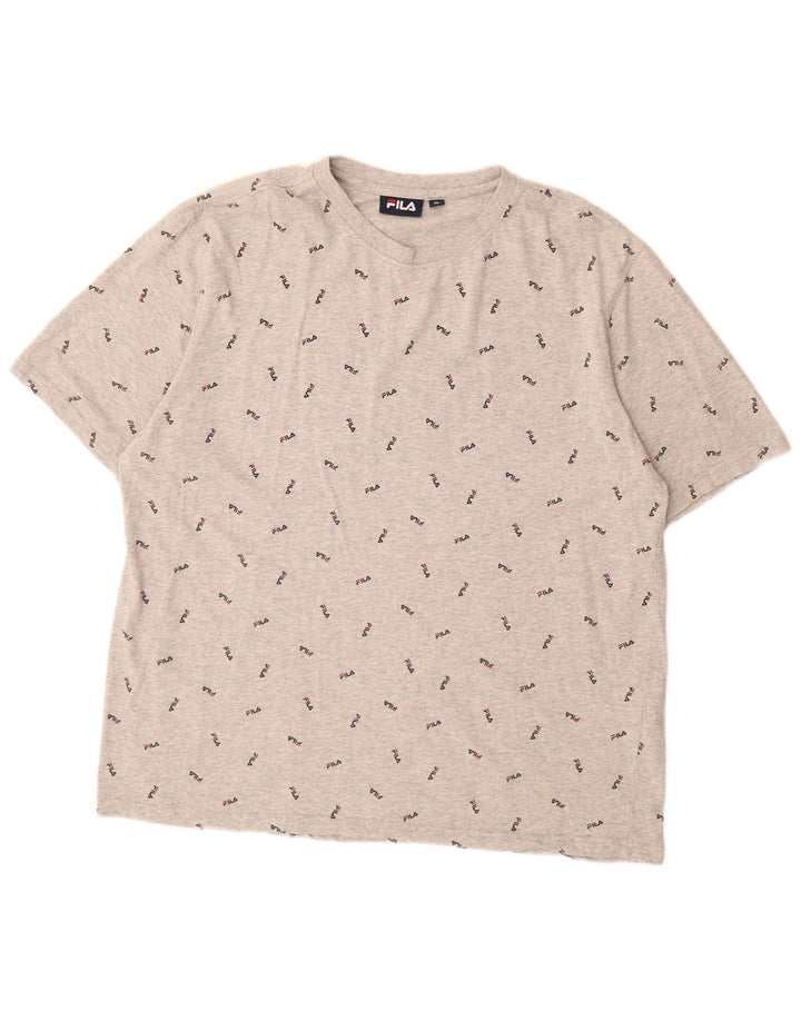 Fila Mens Graphic T-Shirt Top XL Grey Flecked Cotton
