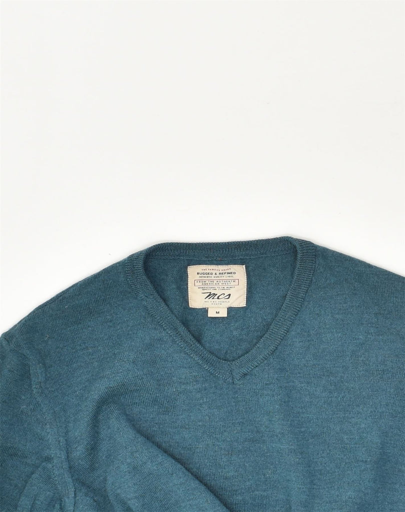 MARLBORO CLASSICS Mens V-Neck Jumper Sweater Medium Turquoise Wool | Vintage Marlboro Classics | Thrift | Second-Hand Marlboro Classics | Used Clothing | Messina Hembry 