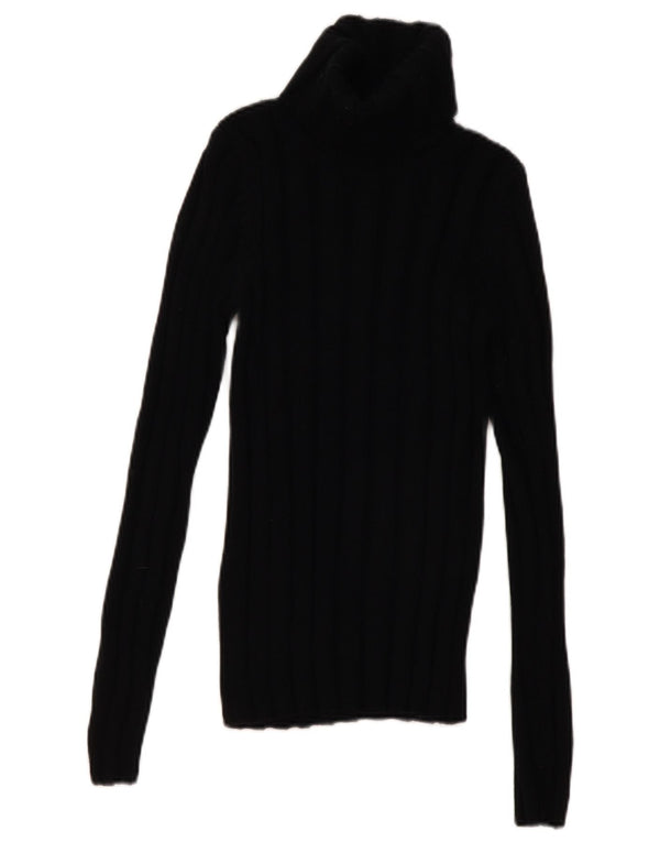 Hugo Boss Womens Roll Neck Jumper Sweater UK 8 Small Black Wool