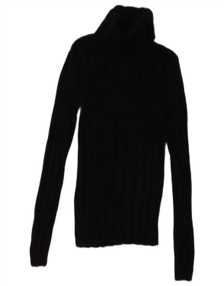 Hugo Boss Womens Roll Neck Jumper Sweater UK 8 Small Black Wool