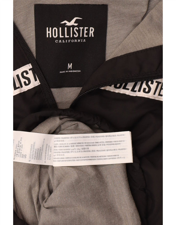 HOLLISTER Womens Graphic Hooded Windbreaker Jacket UK 14 Medium Black