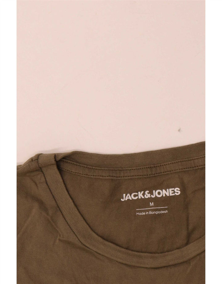 Jack & Jones Mens Graphic T-Shirt Top Medium Khaki Cotton