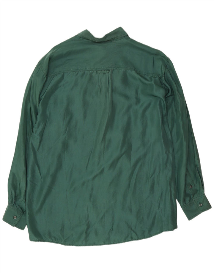 Vintage Mens Shirt Large Green Silk