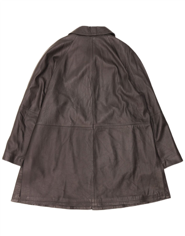 Vintage Womens Leather Coat IT 48 XL Black