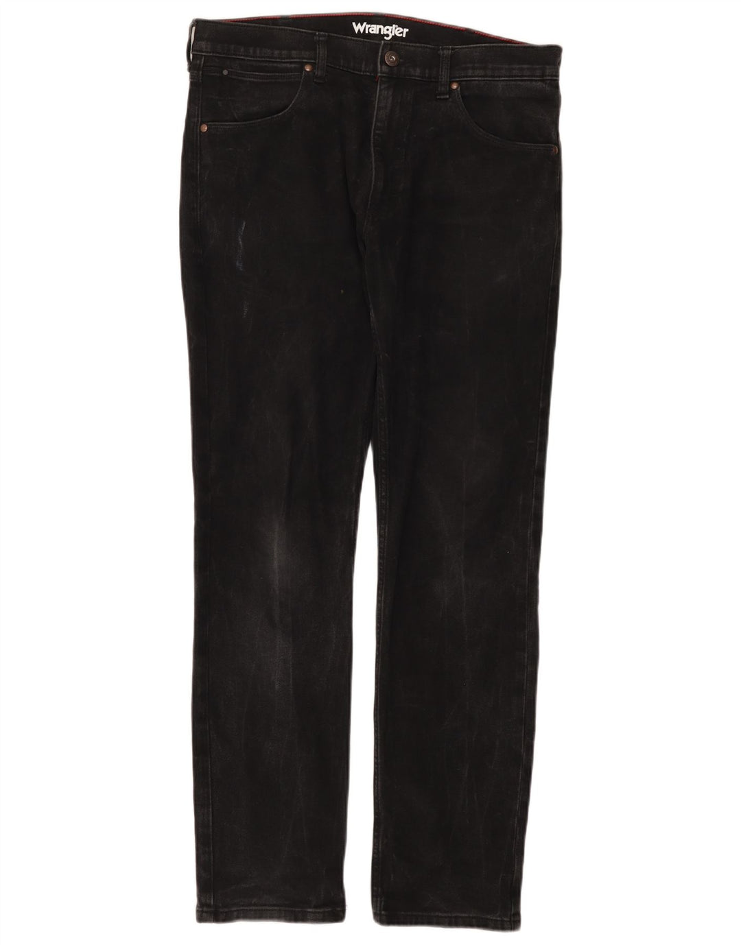Wrangler Mens Regular Fit Straight Jeans W33 L32 Black Cotton