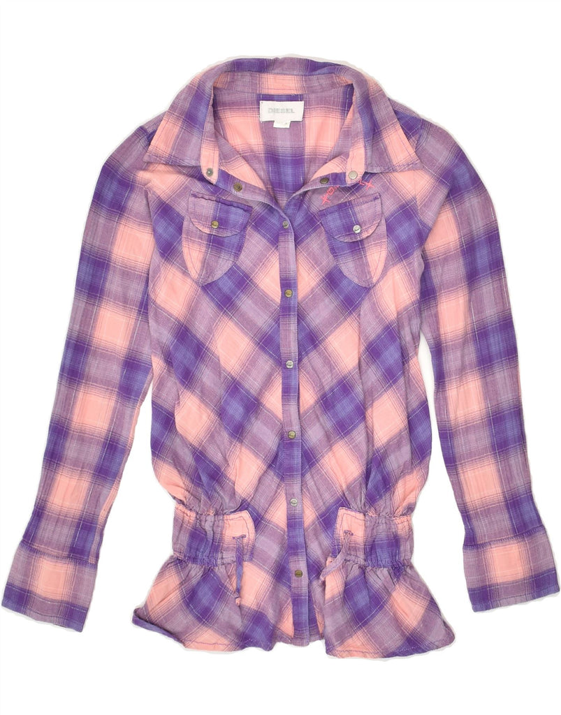 DIESEL Girls Shirt Blouse 11-12 Years Medium Purple Check Cotton | Vintage Diesel | Thrift | Second-Hand Diesel | Used Clothing | Messina Hembry 