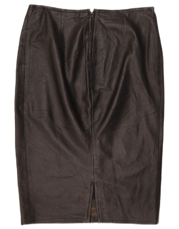 Vintage Womens Leather Skirt W32 Large Black