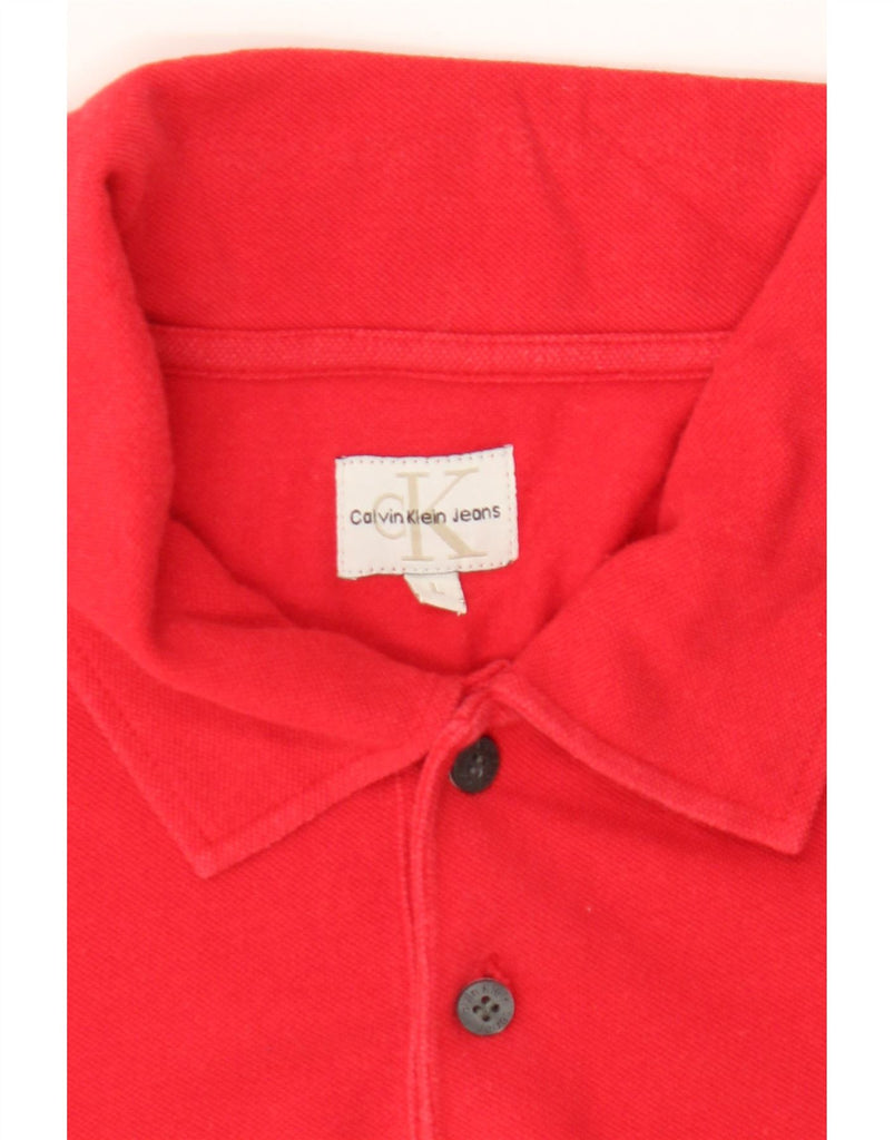CALVIN KLEIN JEANS Mens Polo Shirt Large Red Cotton Vintage Calvin Klein Jeans and Second-Hand Calvin Klein Jeans from Messina Hembry 