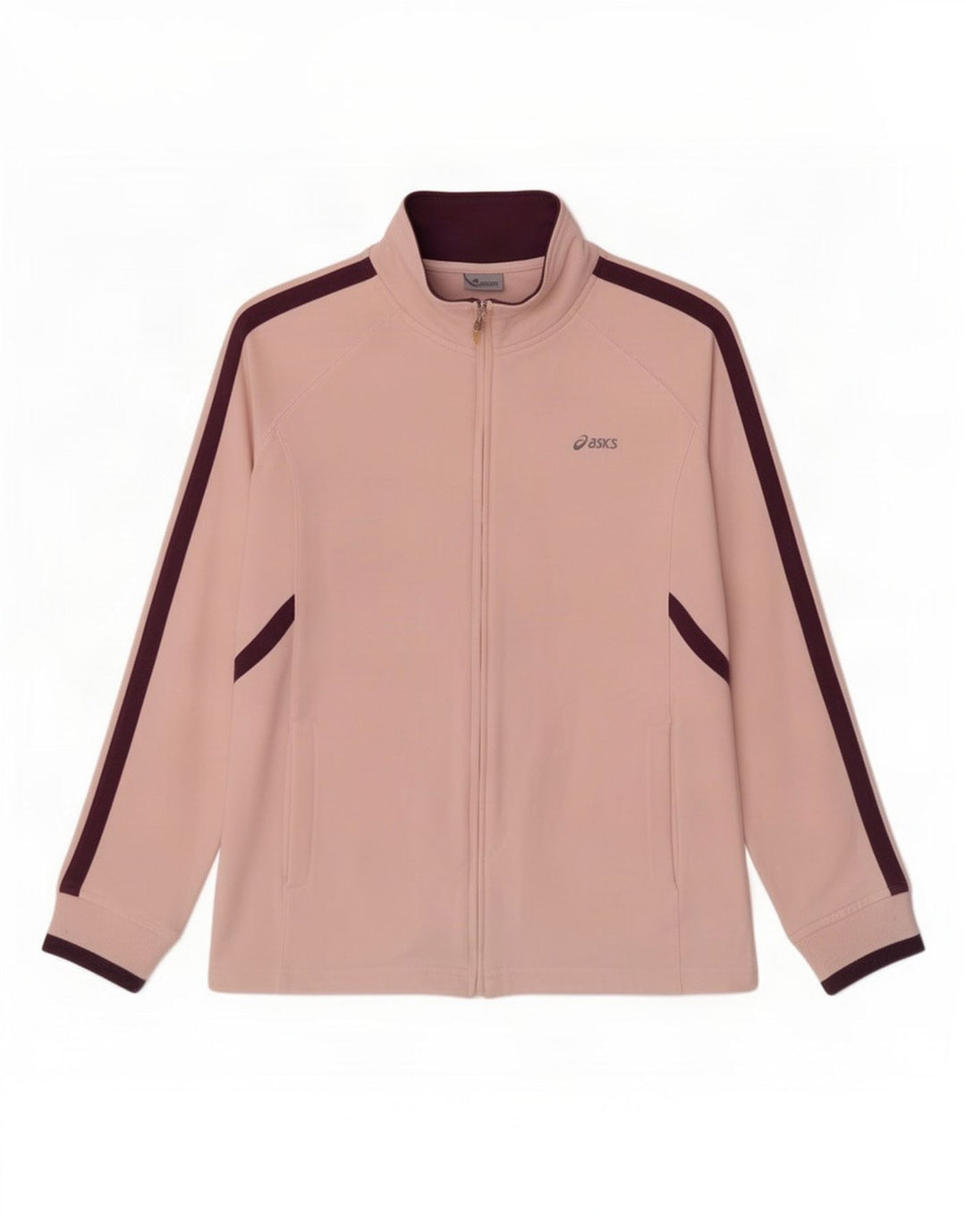 Asics Womens Tracksuit Top Jacket UK 12 Medium Pink Colourblock Cotton