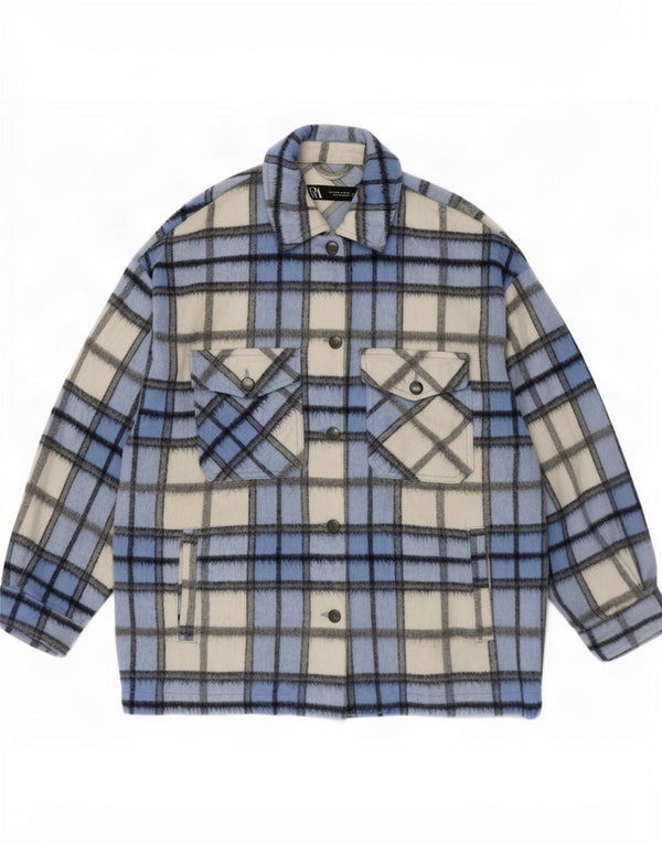 Zara Womens Oversized Shacket Jacket UK 10 Small Blue Plaid