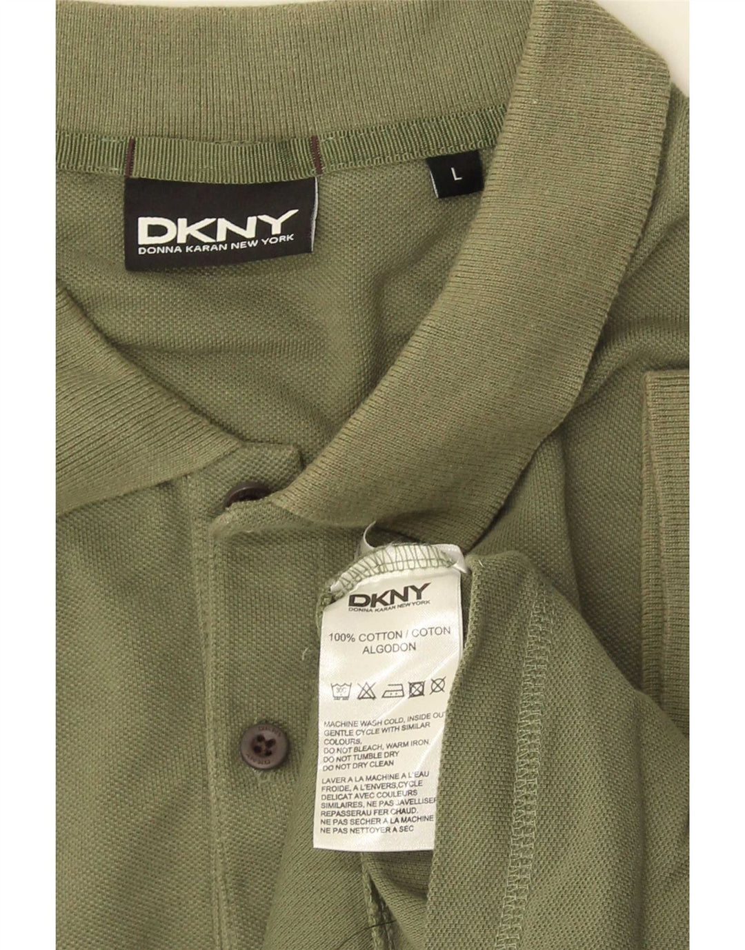 Dkny Mens Polo Shirt Large Khaki Cotton