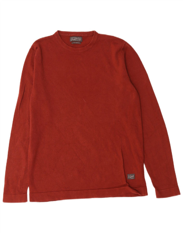 Jack & Jones Mens Crew Neck Jumper Sweater Medium Red Cotton