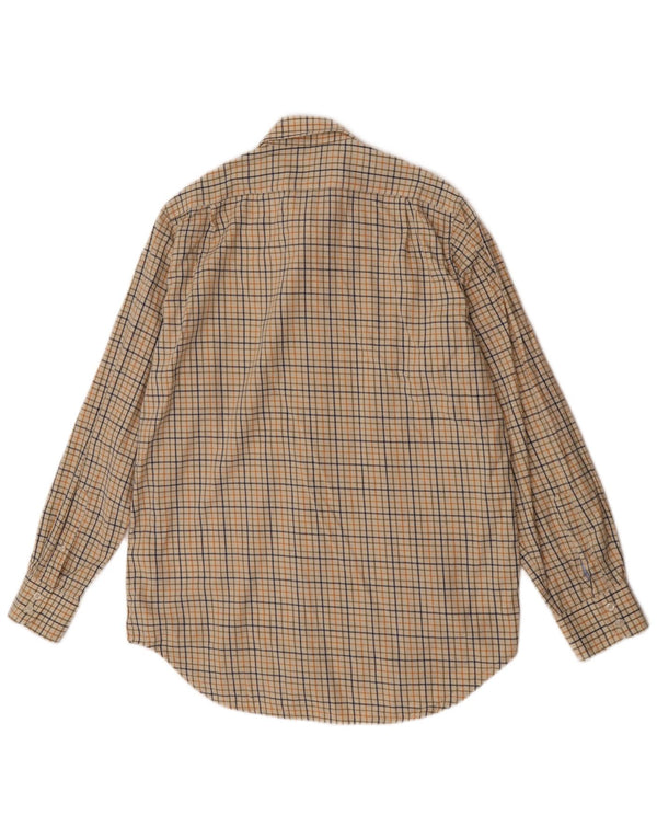 Musto Mens Shirt Size 16 Large Beige Check Cotton