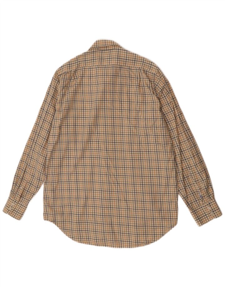 Musto Mens Shirt Size 16 Large Beige Check Cotton