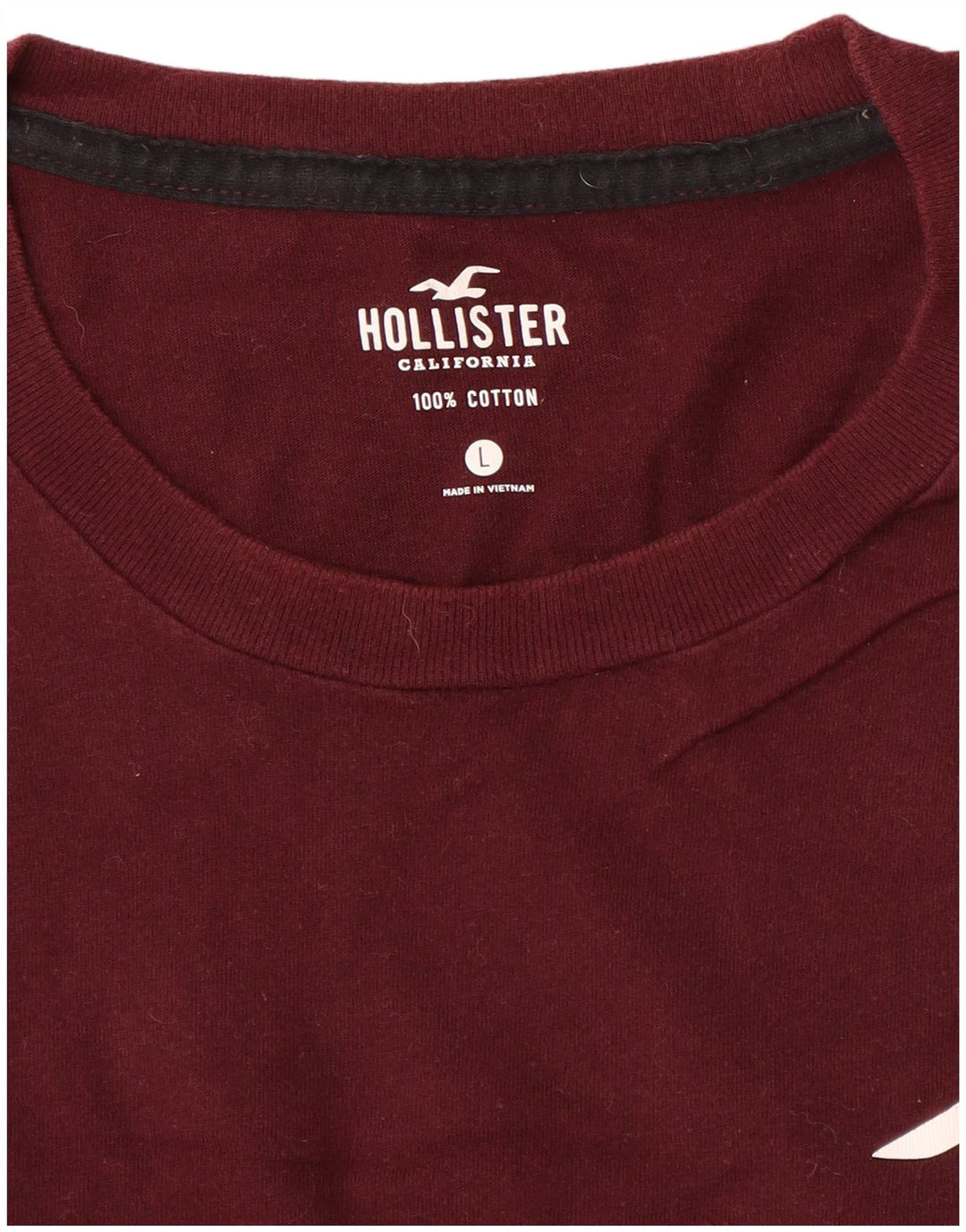 Hollister Mens Graphic Top Long Sleeve Large Maroon Cotton