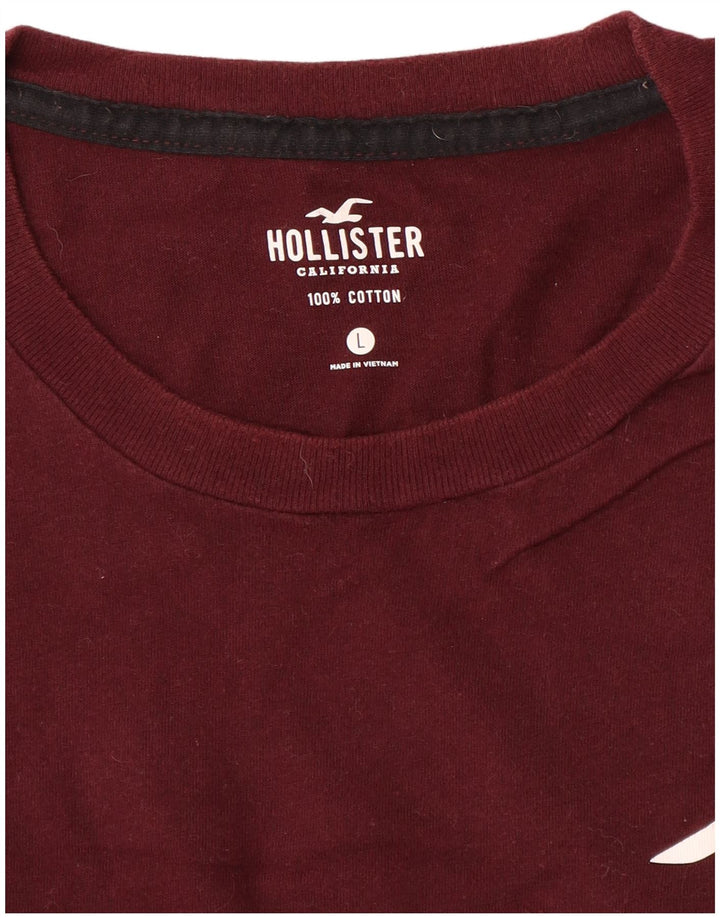 Hollister Mens Graphic Top Long Sleeve Large Maroon Cotton