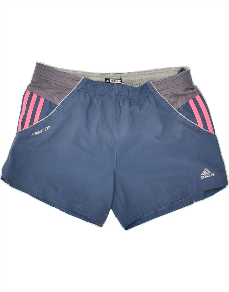 ADIDAS Womens Sport Shorts UK 10 Small Navy Blue Polyester | Vintage Adidas | Thrift | Second-Hand Adidas | Used Clothing | Messina Hembry 