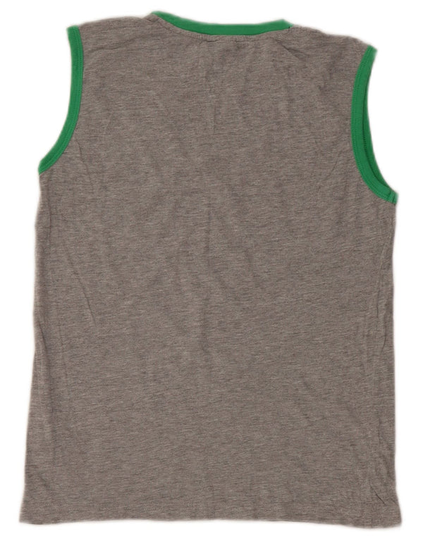 CHAMPION Boys Graphic Vest Top 11-12 Years Grey Cotton